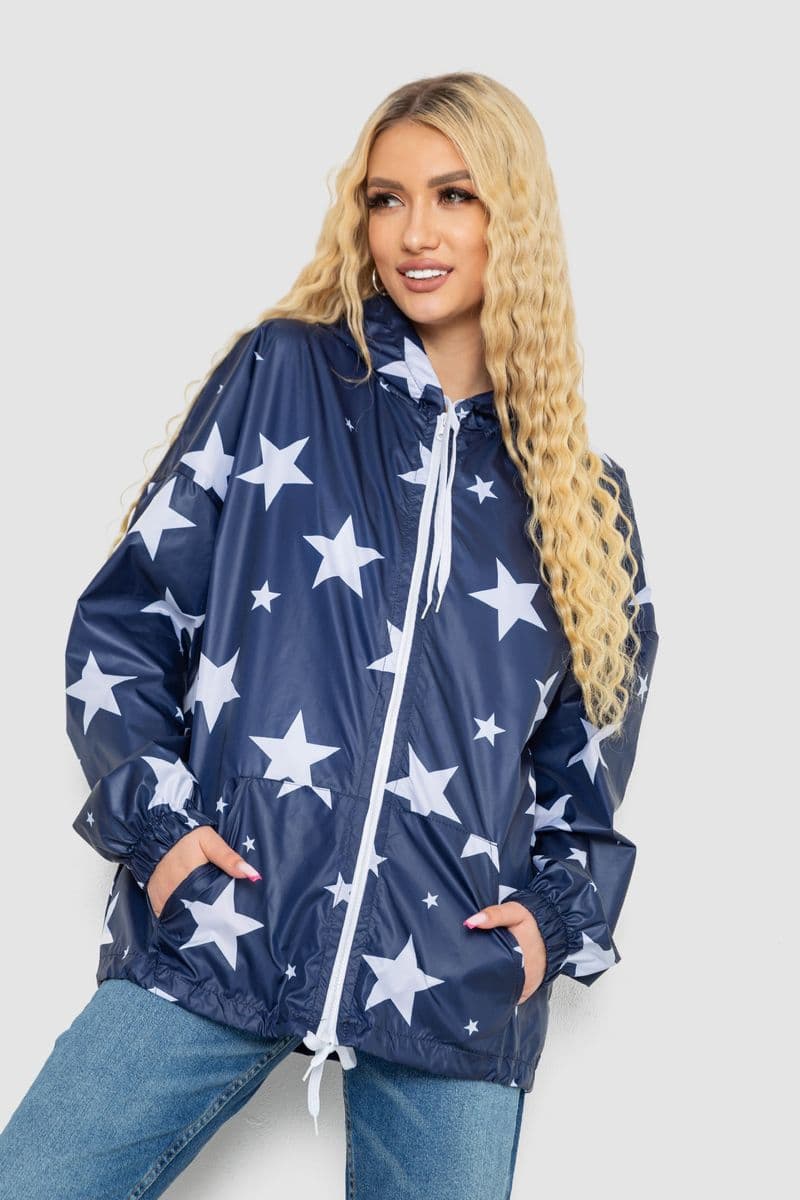 Вітровка жіноча з капюшоном, колір синій, 238R102 - зображення 1