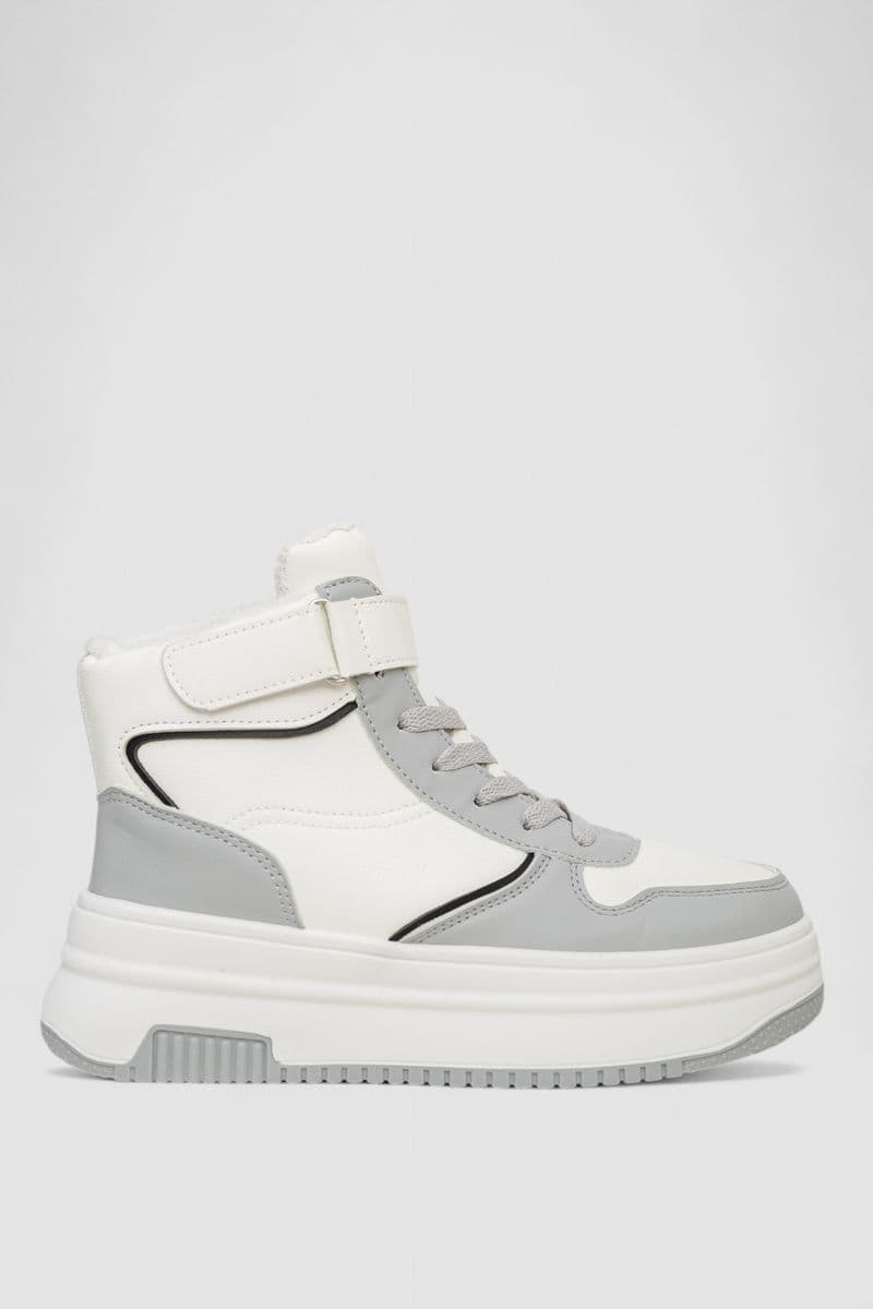 Кросівки жіночі зимові на хутрі, колір біло-сірий, 248RAM04-86 - зображення 1