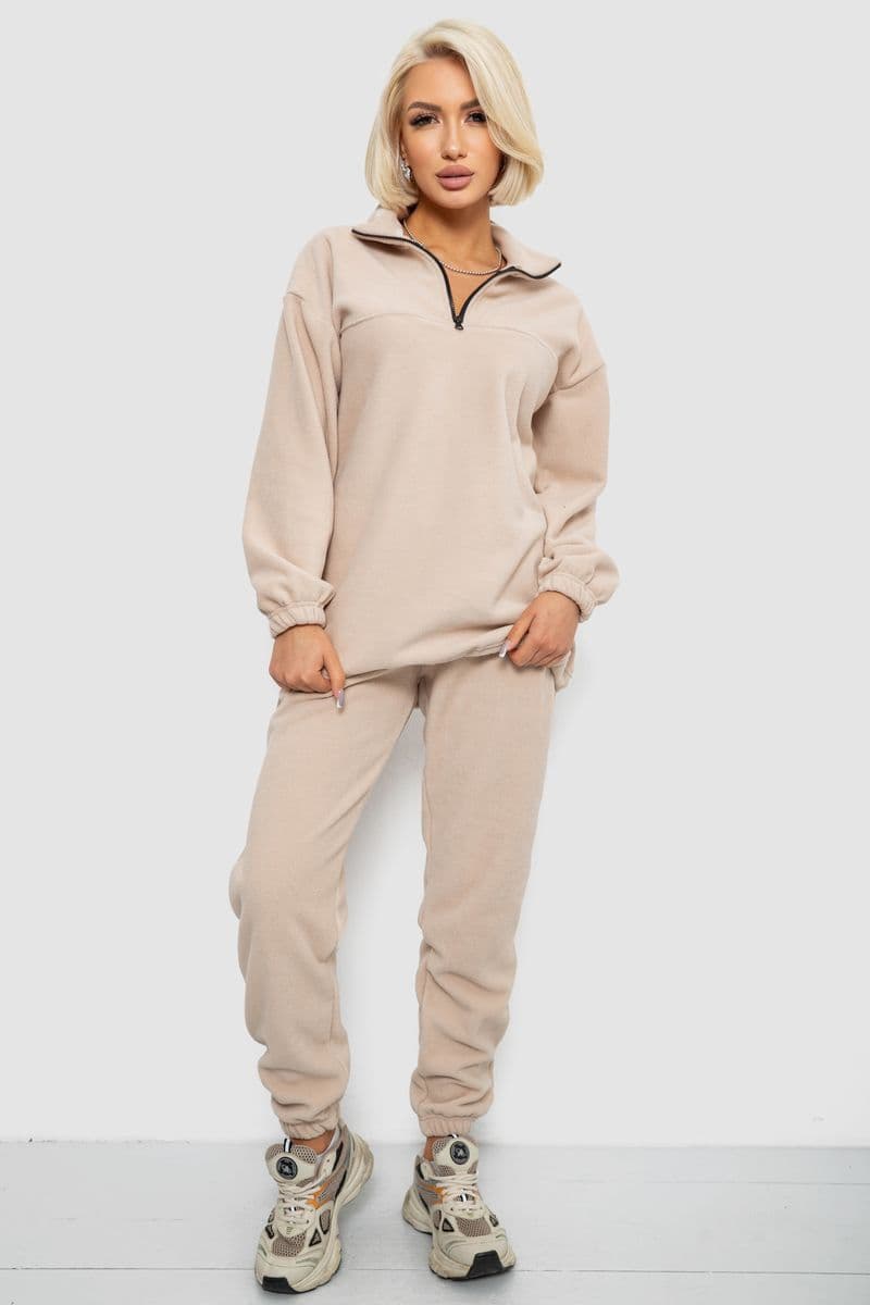Спорт костюм жіночий на флісі, колір бежевий, 241R2007 - зображення 1
