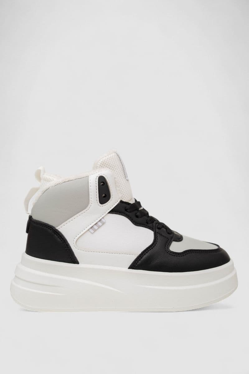 Кросівки жіночі зимові на хутрі, колір біло-чорний, 248RLM50-1 - зображення 1