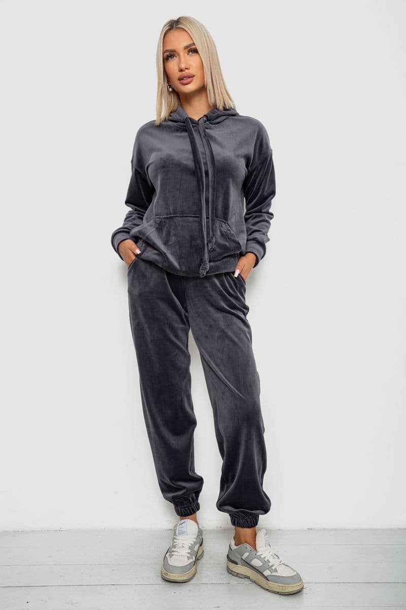 Спортивний костюм жіночий велюровий, колір сірий, 241R1530-5 - зображення 1