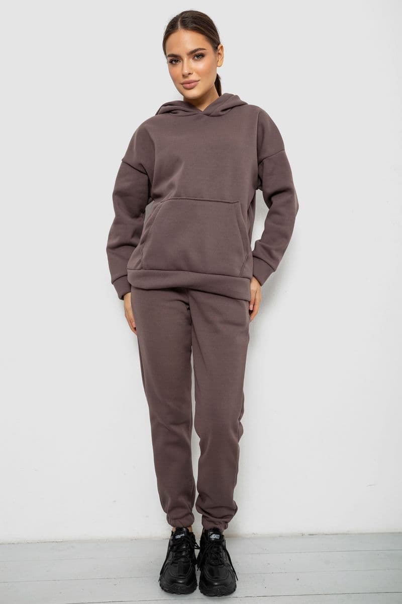 Спортивний костюм жіночий на флісі, колір світло-коричневий, 257R85 - зображення 1