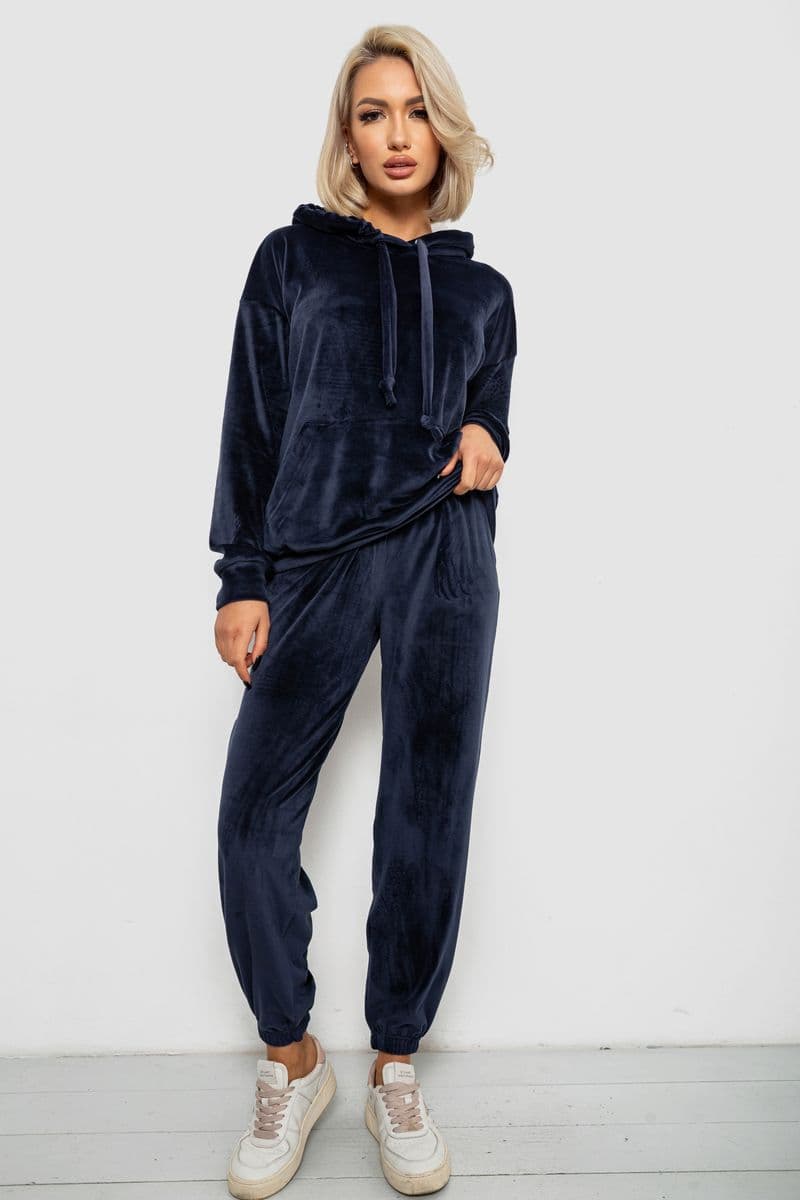 Спортивний костюм жіночий велюровий, колір синій, 241R1530-5 - зображення 1