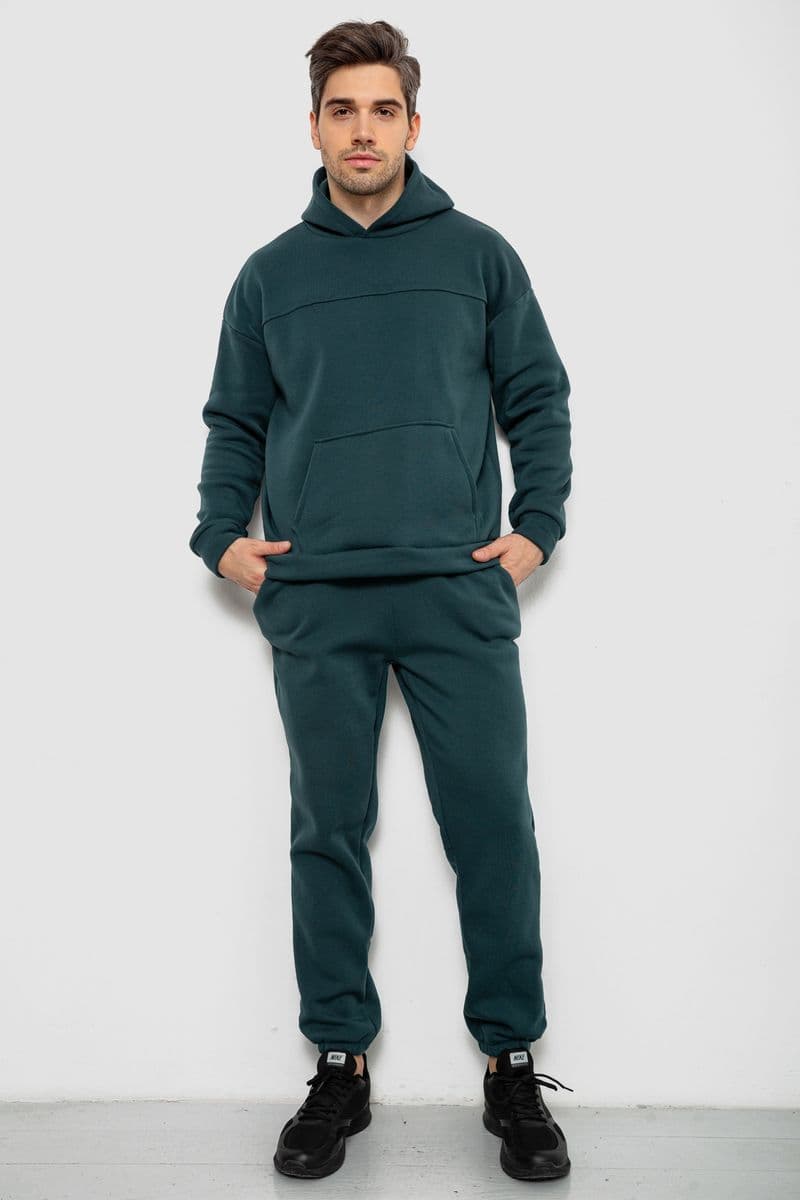 Спортивний костюм чоловічий на флісі, колір зелений, 238R029 - зображення 1