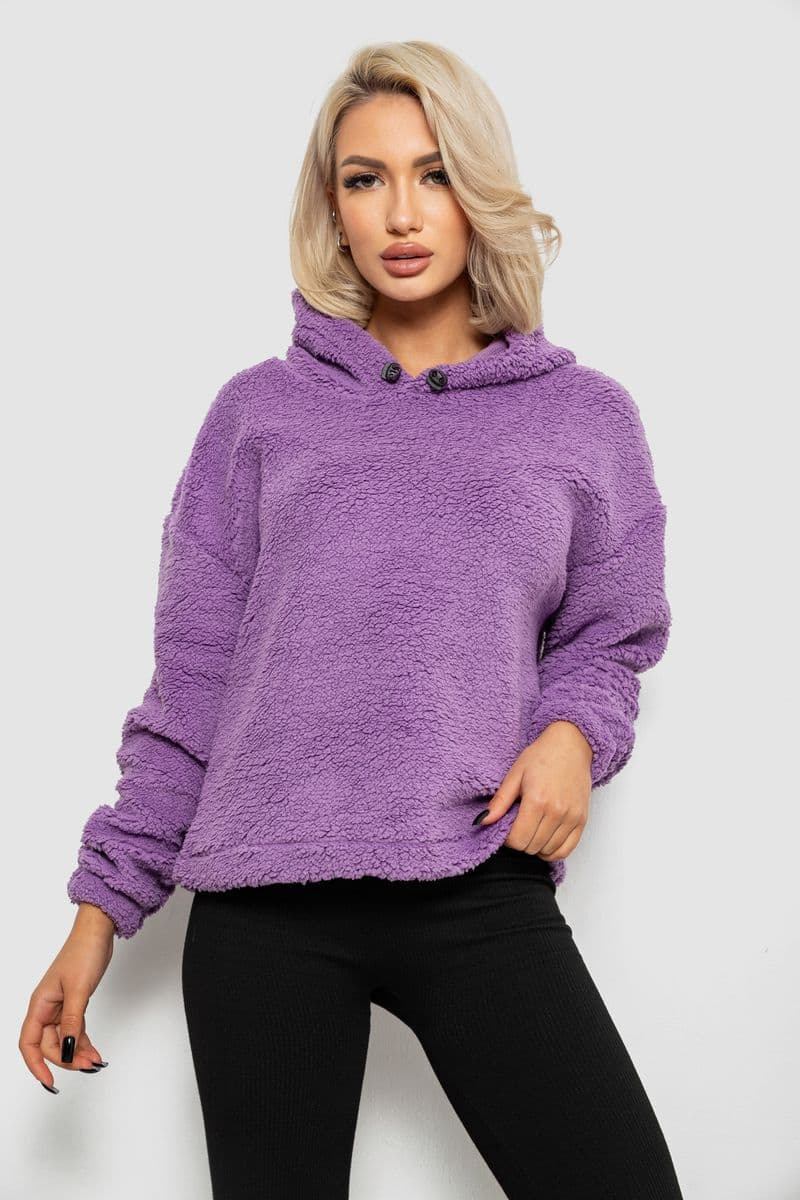 Худі жіночий однотонний з капюшоном, колір бузковий, 257R14 - зображення 1