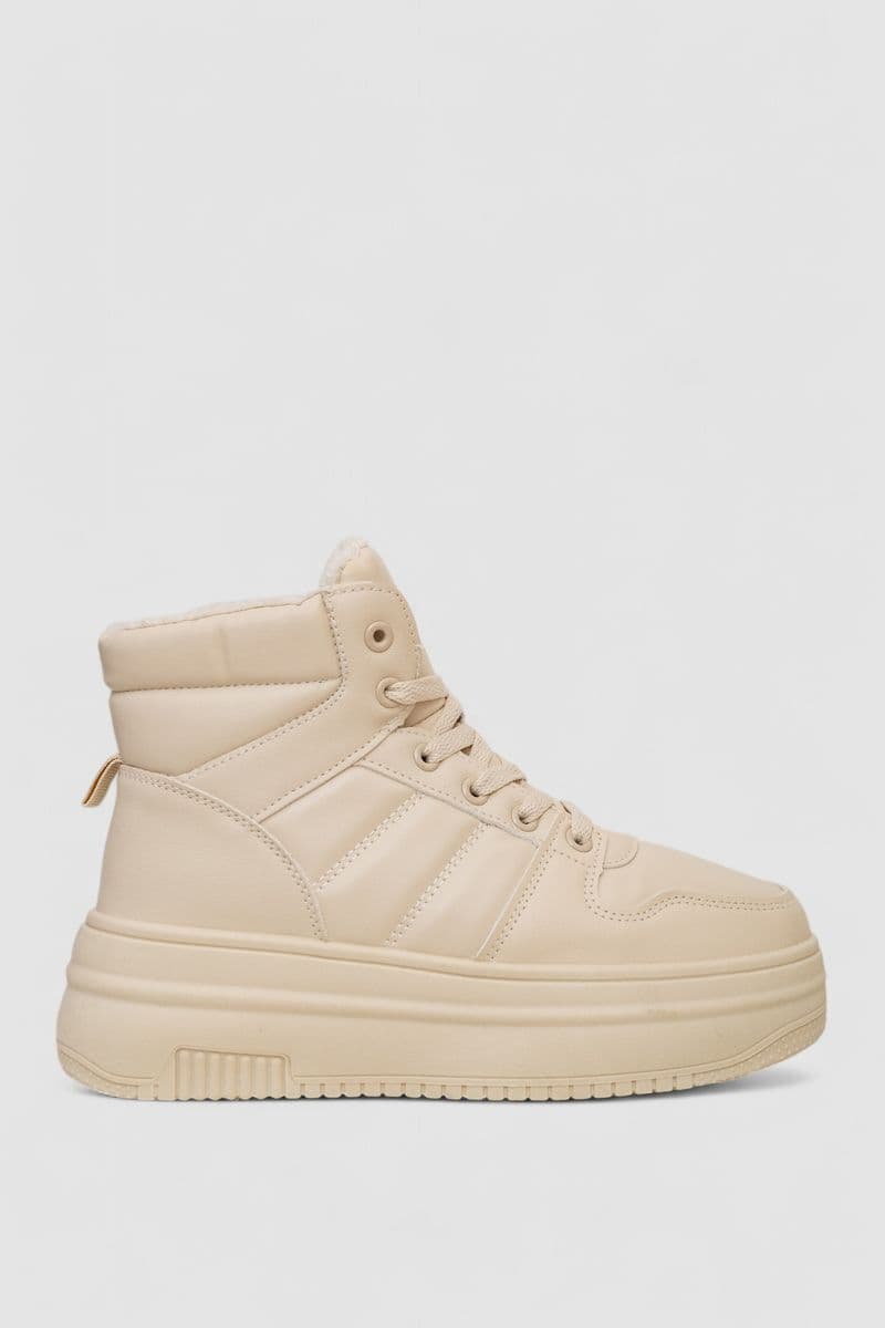 Кросівки жіночі зимові на хутрі, колір бежевий, 248RAM022 - зображення 1