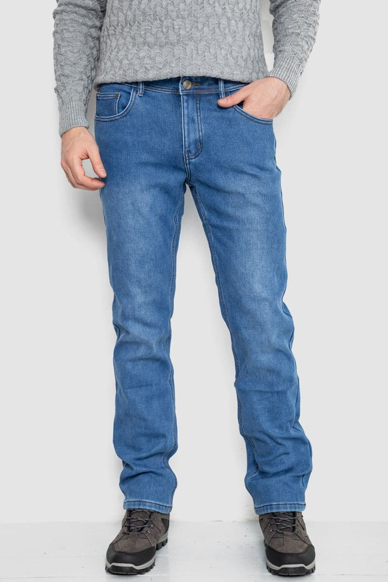Джинси чоловічі на флісі, колір джинс, 254R2407 - зображення 1