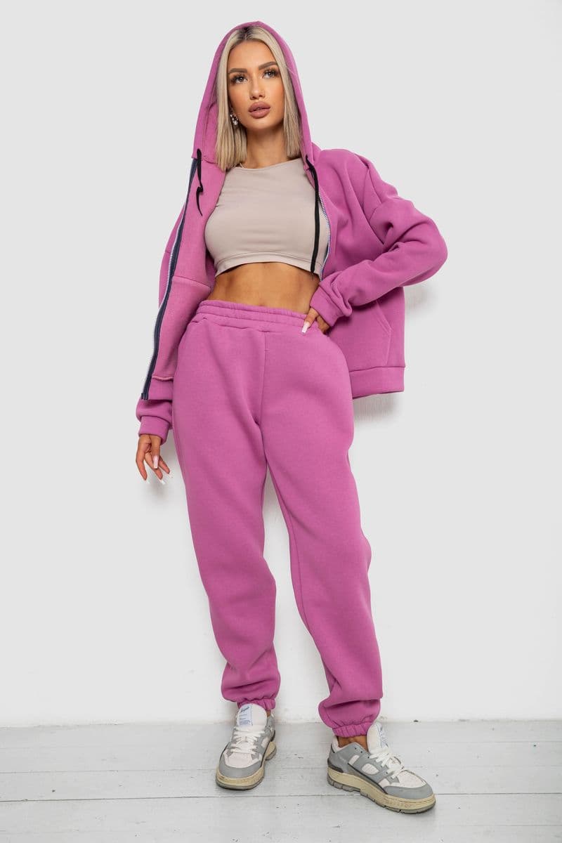 Спортивний костюм жіночий на флісі, колір темно-бузковий, 238R5715 - зображення 1