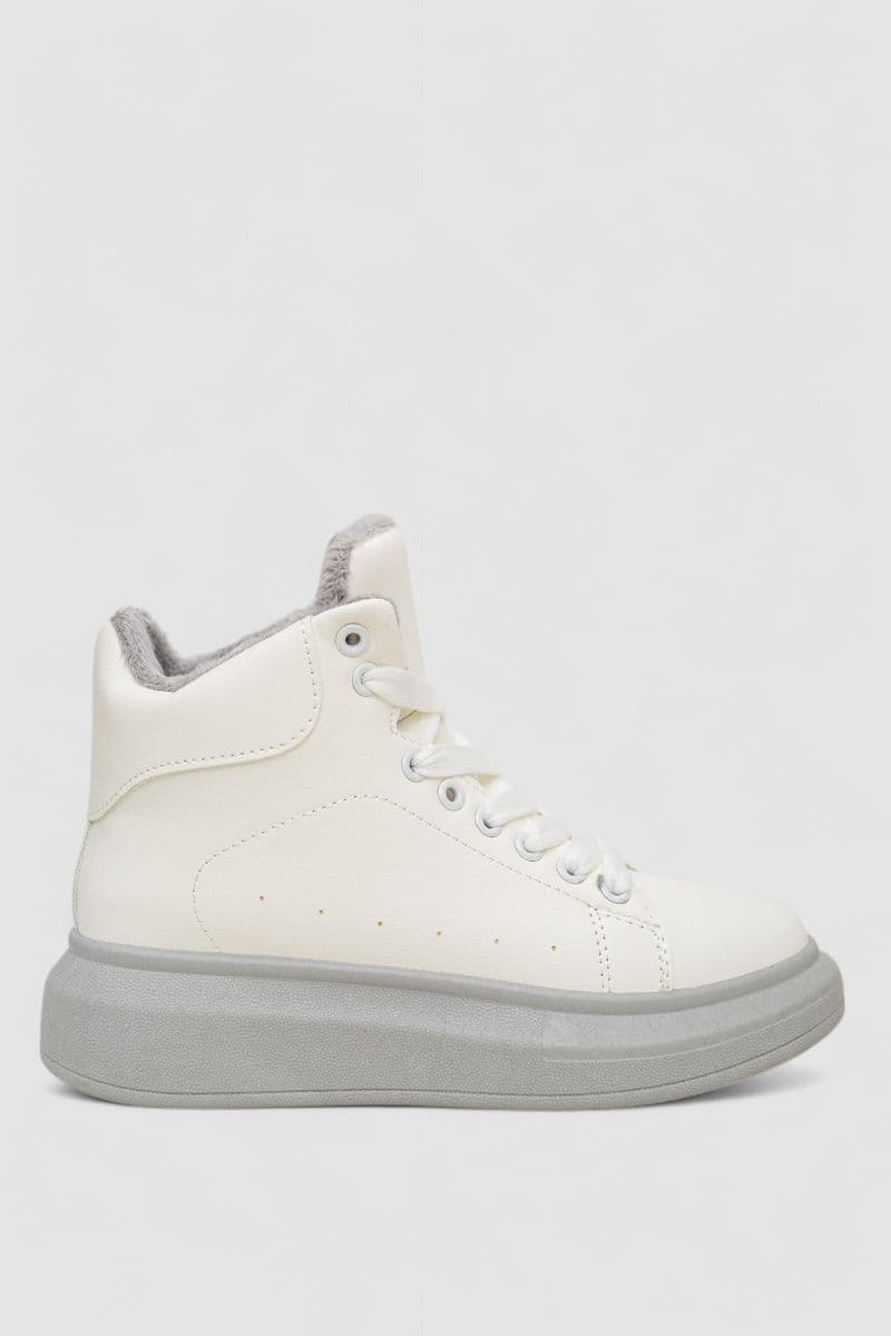 Кросівки жіночі зимові на хутрі, колір біло-сірий, 248RA2254 - зображення 1