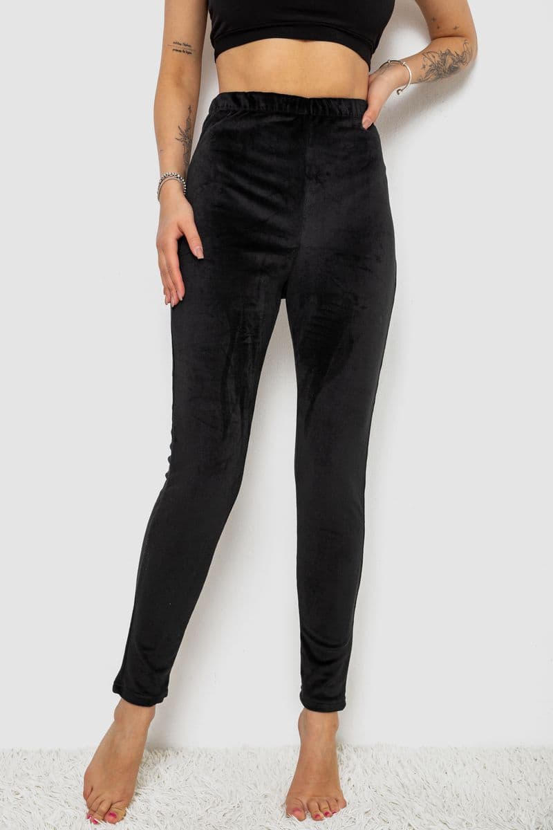 Лосини велюрові утеплені, колір чорний, 238R58643 - зображення 1