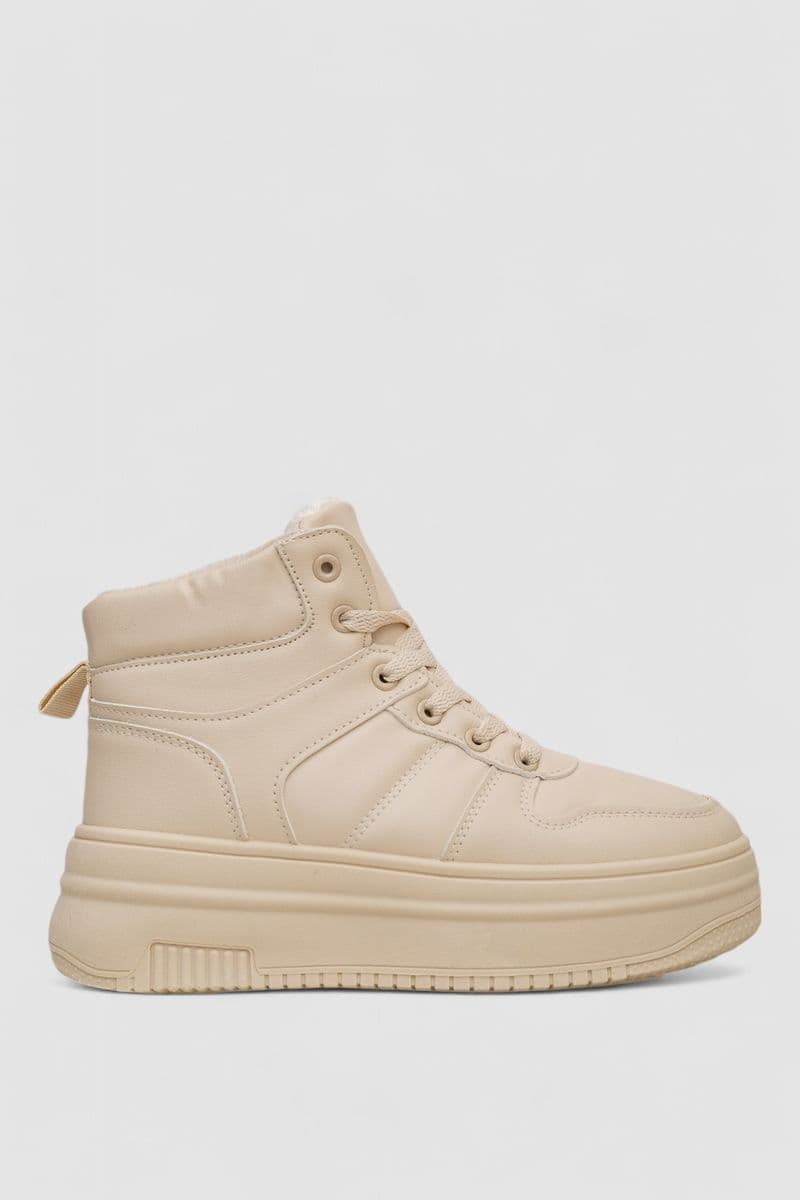 Кросівки жіночі зимові на хутрі, колір бежевий, 248RAM014 - зображення 1