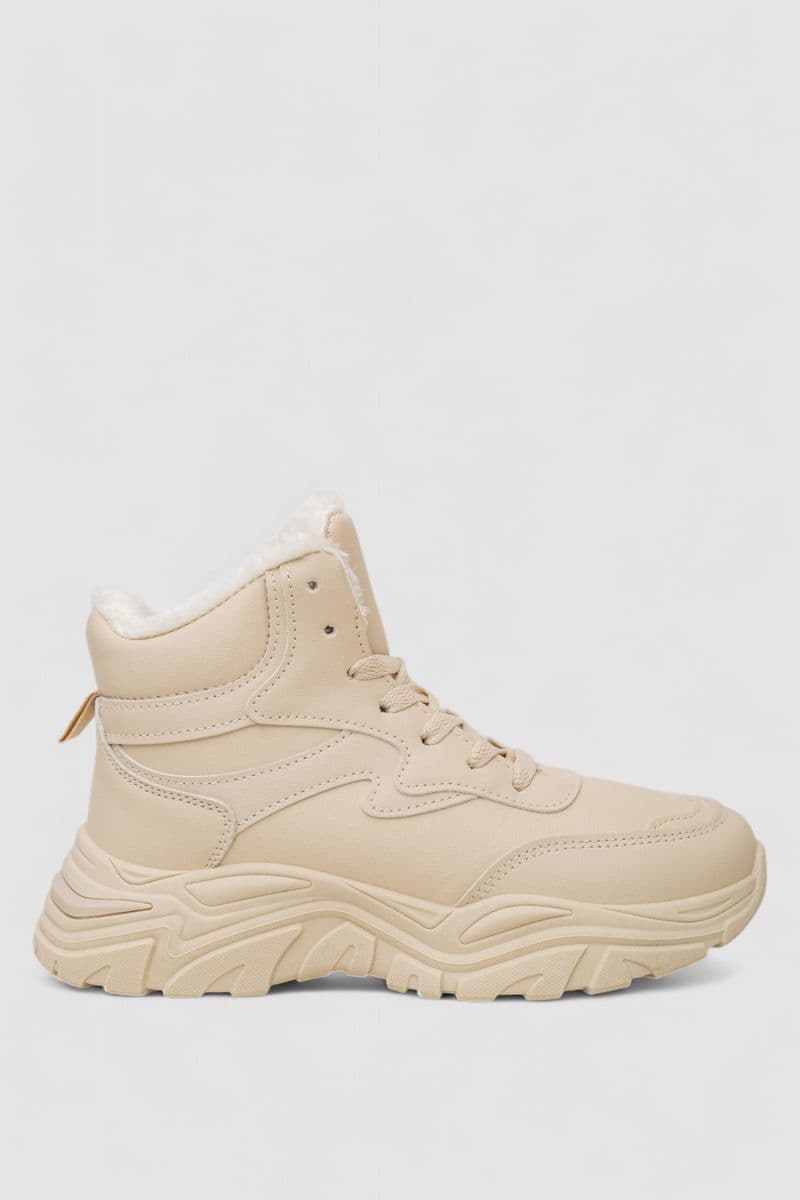 Кросівки жіночі зимові на хутрі, колір бежевий, 248RDM07 - зображення 1