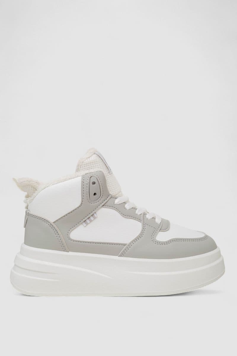 Кросівки жіночі зимові на хутрі, колір біло-сірий, 248RLM50 - зображення 1