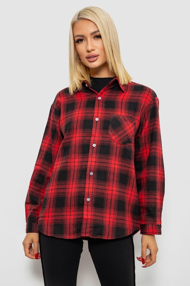 Сорочка жіноча в клітинку, колір червоний, 244R1070 - зображення 1