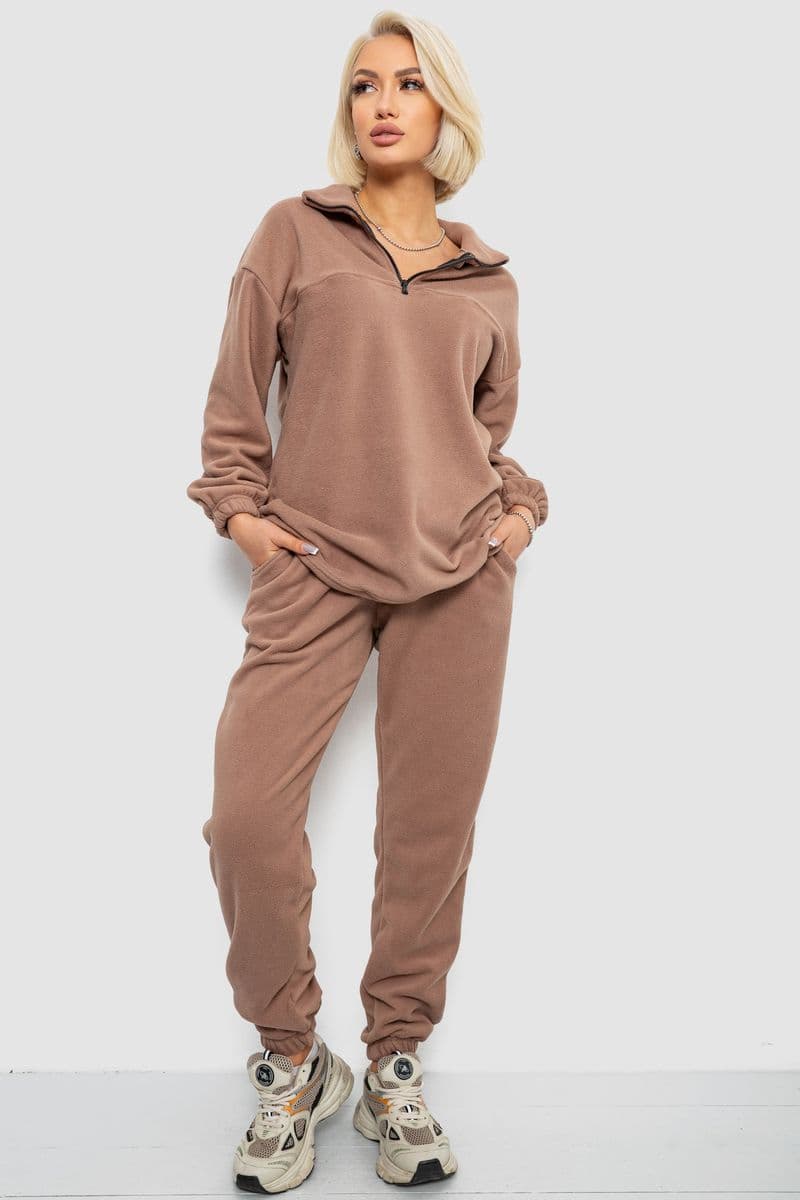 Спорт костюм жіночий на флісі, колір мокко, 241R2007 - зображення 1