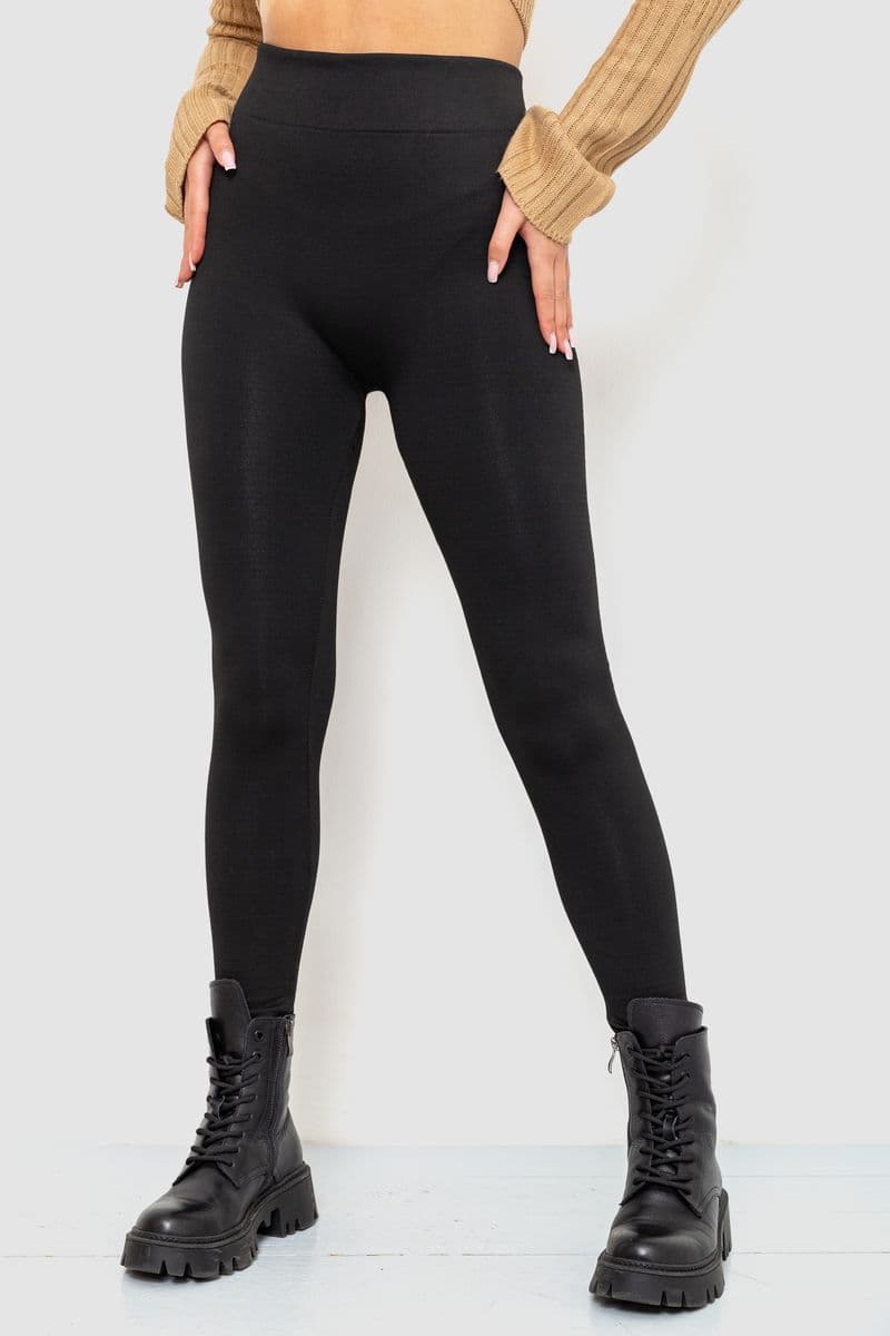Лосіни безшовні на флісі, колір чорний, 139R822 - зображення 1