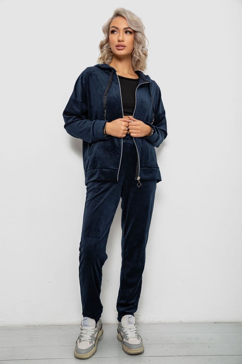 Спортивний костюм жіночий велюровий, колір синій, 257R4119 - зображення 1