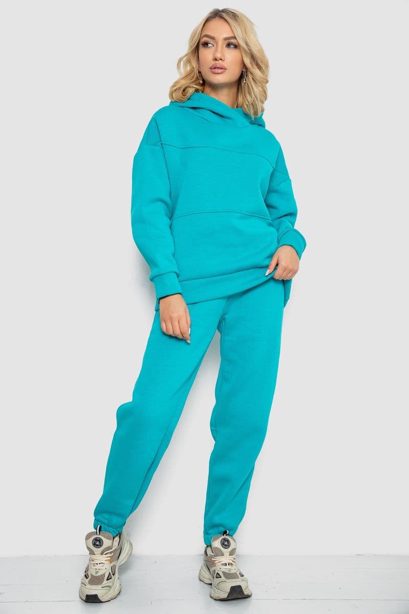 Спортивний костюм жіночий на флісі, колір бірюзовий, 247R10765 - зображення 1
