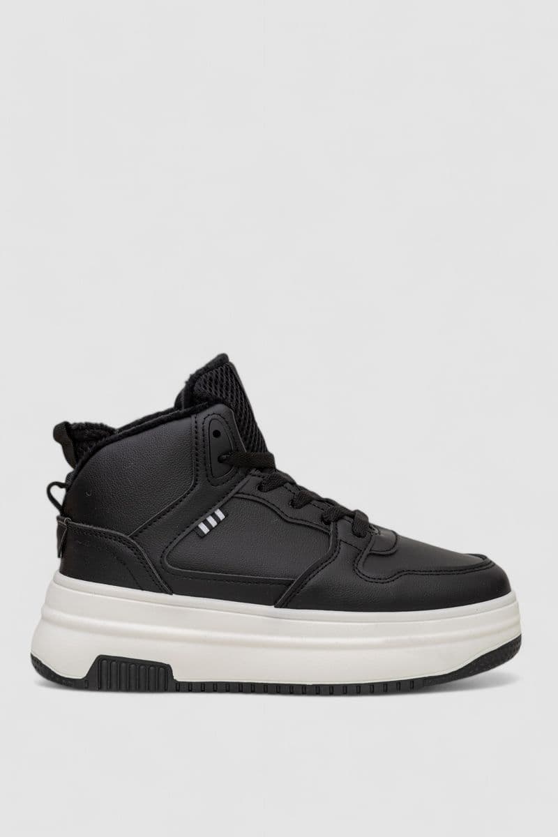 Кросівки жіночі зимові на хутрі, колір чорно-білий, 248RAM09 - зображення 1