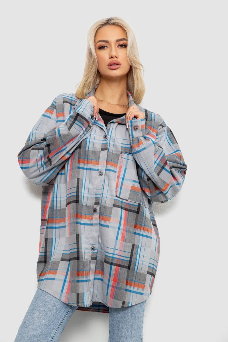 Сорочка жіноча в клітинку, колір сіро-червоний, 257R505 - зображення 1