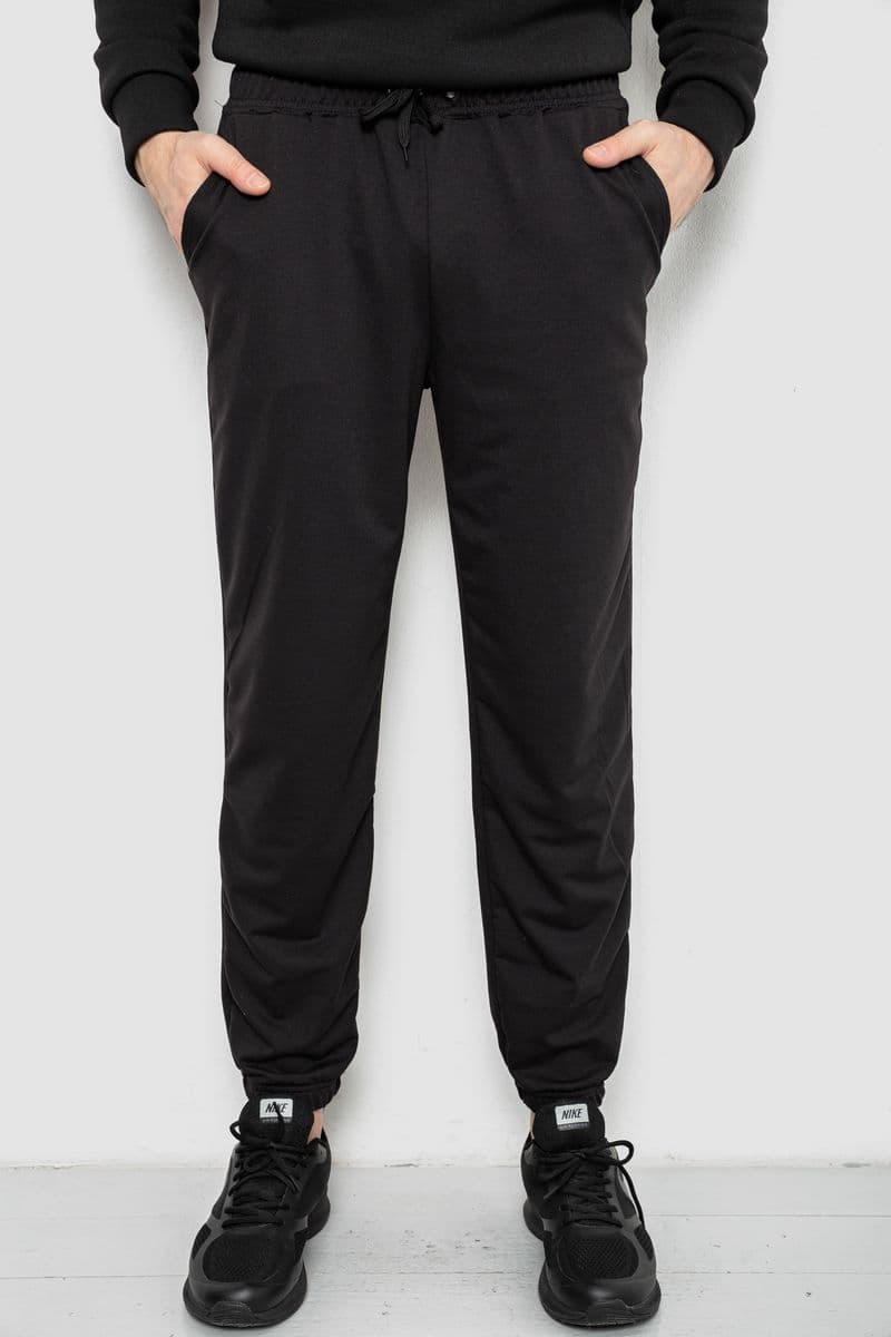 Спортивні штани чоловічі двонитка, колір чорний, 241R8003 - зображення 1
