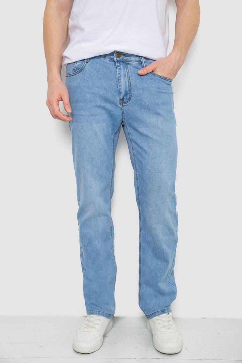 Джинси чоловічі однотонні, колір блакитний, 244R21-730 - зображення 1