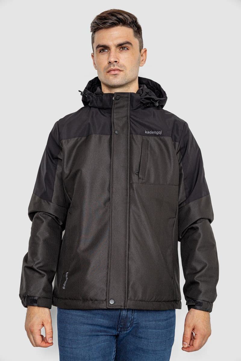 Куртка чоловіча демісезонна з капюшоном, колір чорний, 214R61035 - зображення 1