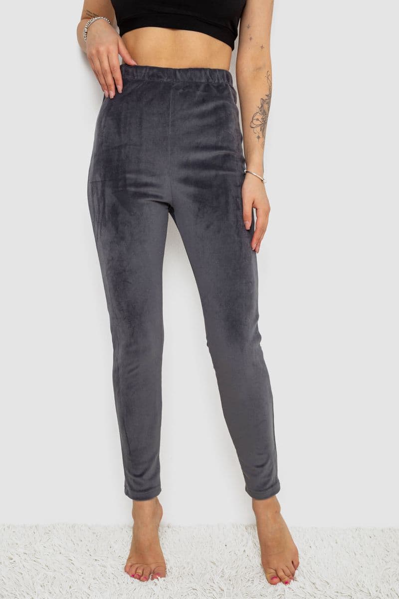 Лосини велюрові утеплені, колір сірий, 238R58643 - зображення 1