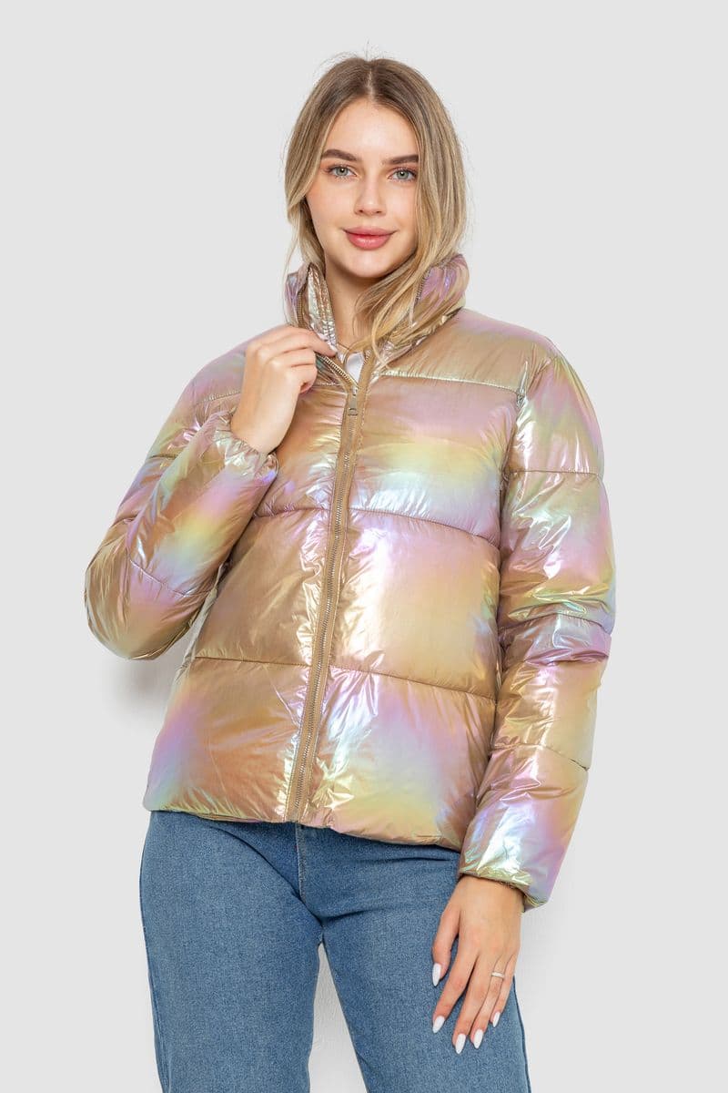 Куртка жіноча демісезонна плащівка, колір бежево-бузковий, 243R2022-2 - зображення 1
