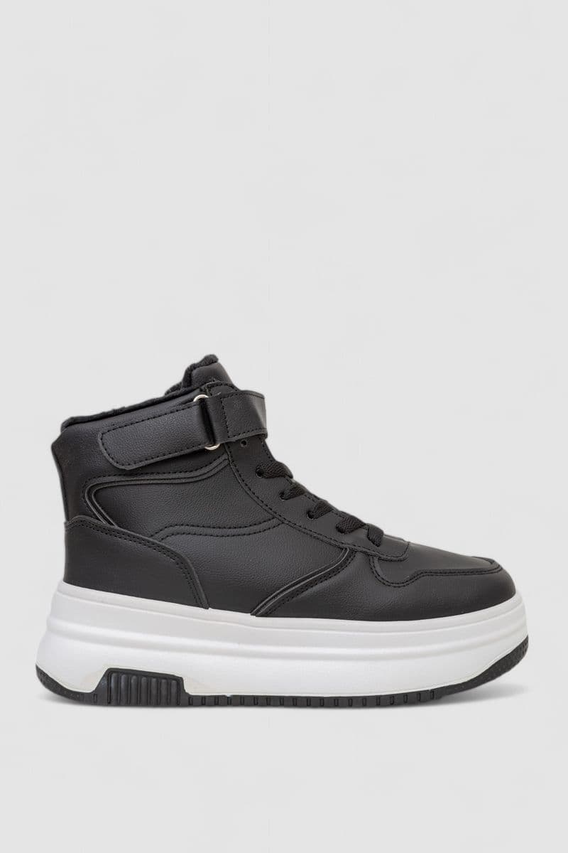 Кросівки жіночі зимові на хутрі, колір чорно-білий, 248RAM04 - зображення 1