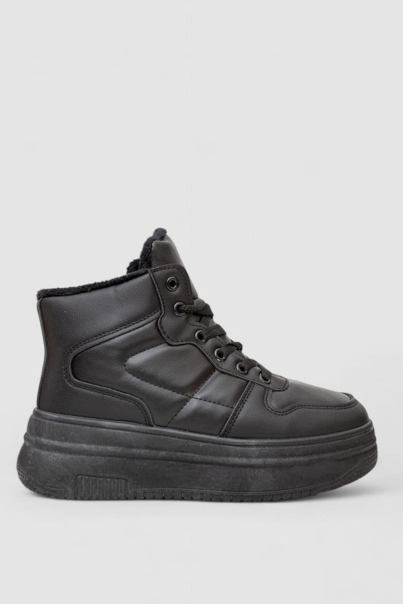 Кросівки жіночі зимові на хутрі, колір чорний, 248RAM015 - зображення 1