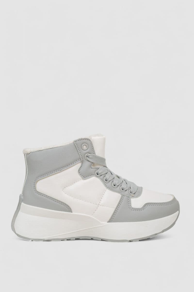 Кросівки жіночі зимові на хутрі, колір біло-сірий, 248RXM16 - зображення 1