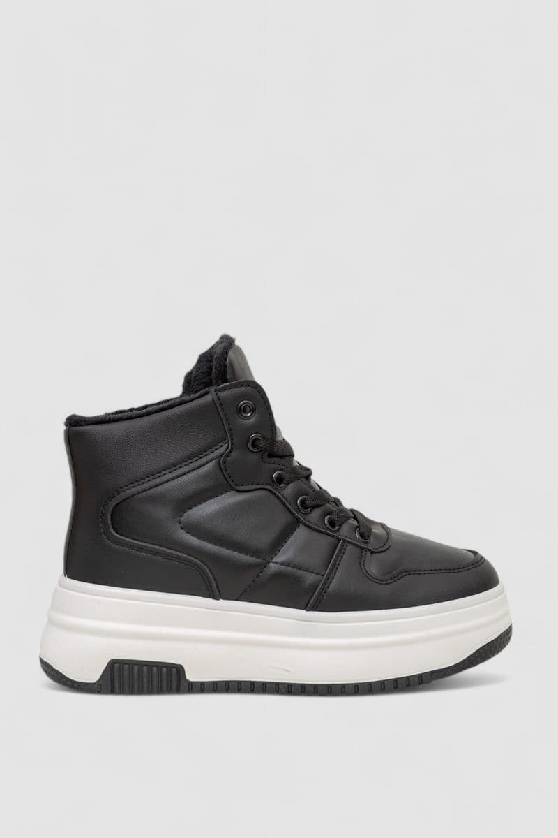 Кросівки жіночі зимові на хутрі, колір чорно-білий, 248RAM015 - зображення 1