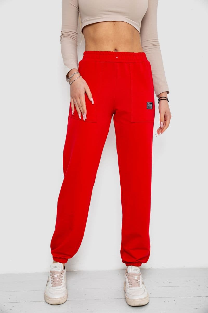 Спортивні штани жіночі, колір червоний, 247R4670 - зображення 1