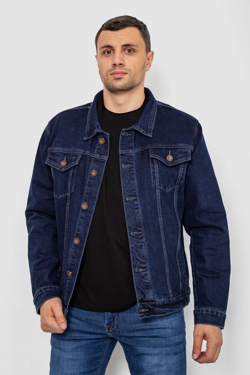 Куртка чоловіча джинсова, колір темно-синій, 244RMA005 - зображення 1
