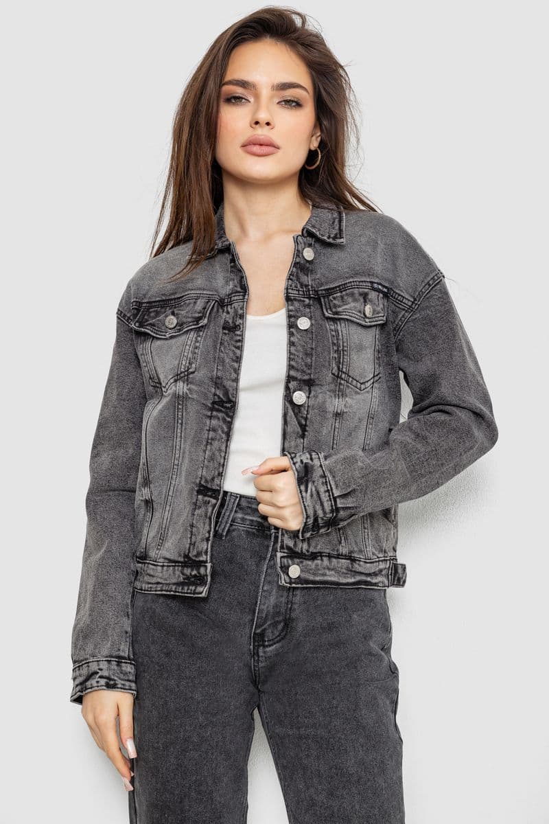 Куртка жіноча джинсова, колір сірий, 255RA224 - зображення 1