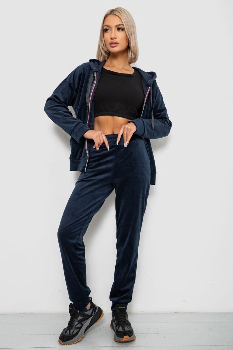 Спортивний костюм жіночий велюровий, колір синій, 257R4122 - зображення 1