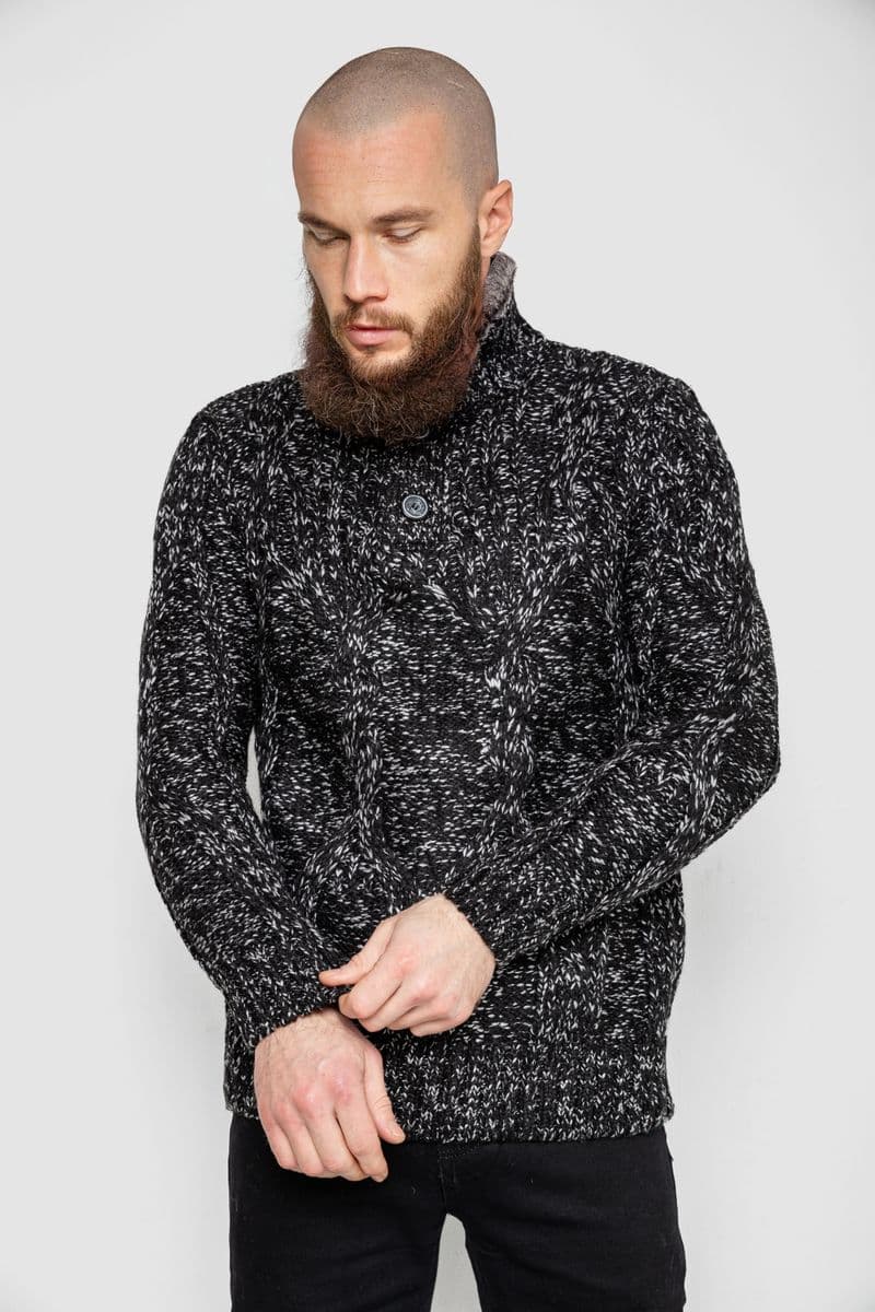 Светр чоловічий, колір чорно-сірий, 214R10323 - зображення 1