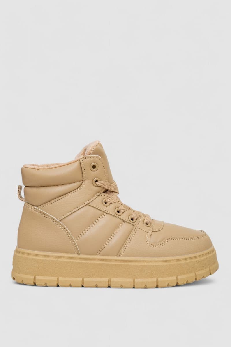 Кросівки жіночі зимові на хутрі, колір темно-бежевий, 248RMB03 - зображення 1