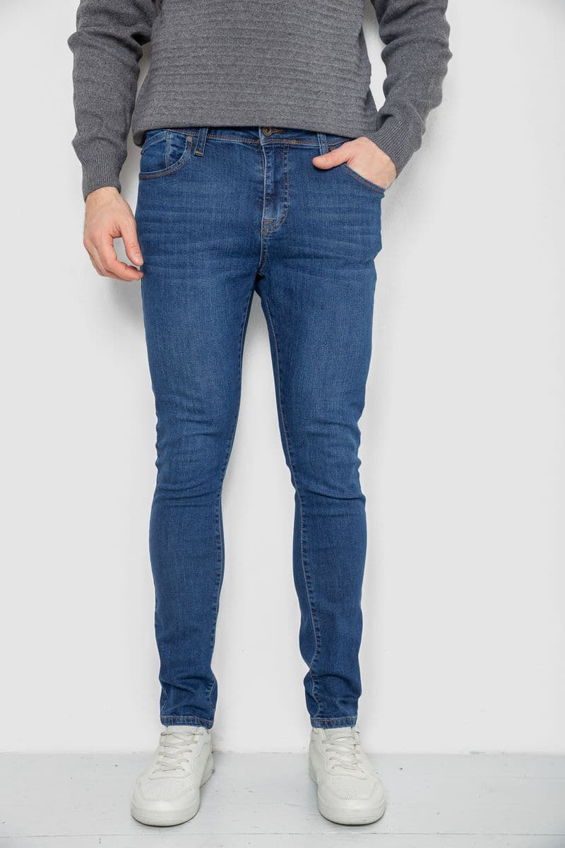 Джинси чоловічі однотонні, колір синій, 247R1095 - зображення 1