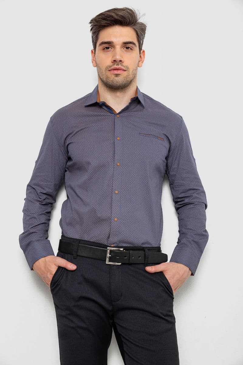 Сорочка чоловіча з принтом, колір синій, 214R7044 - зображення 1