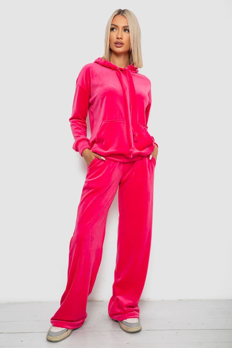 Спортивний костюм жіночий велюровий, колір рожевий, 241R2001-20 - зображення 1