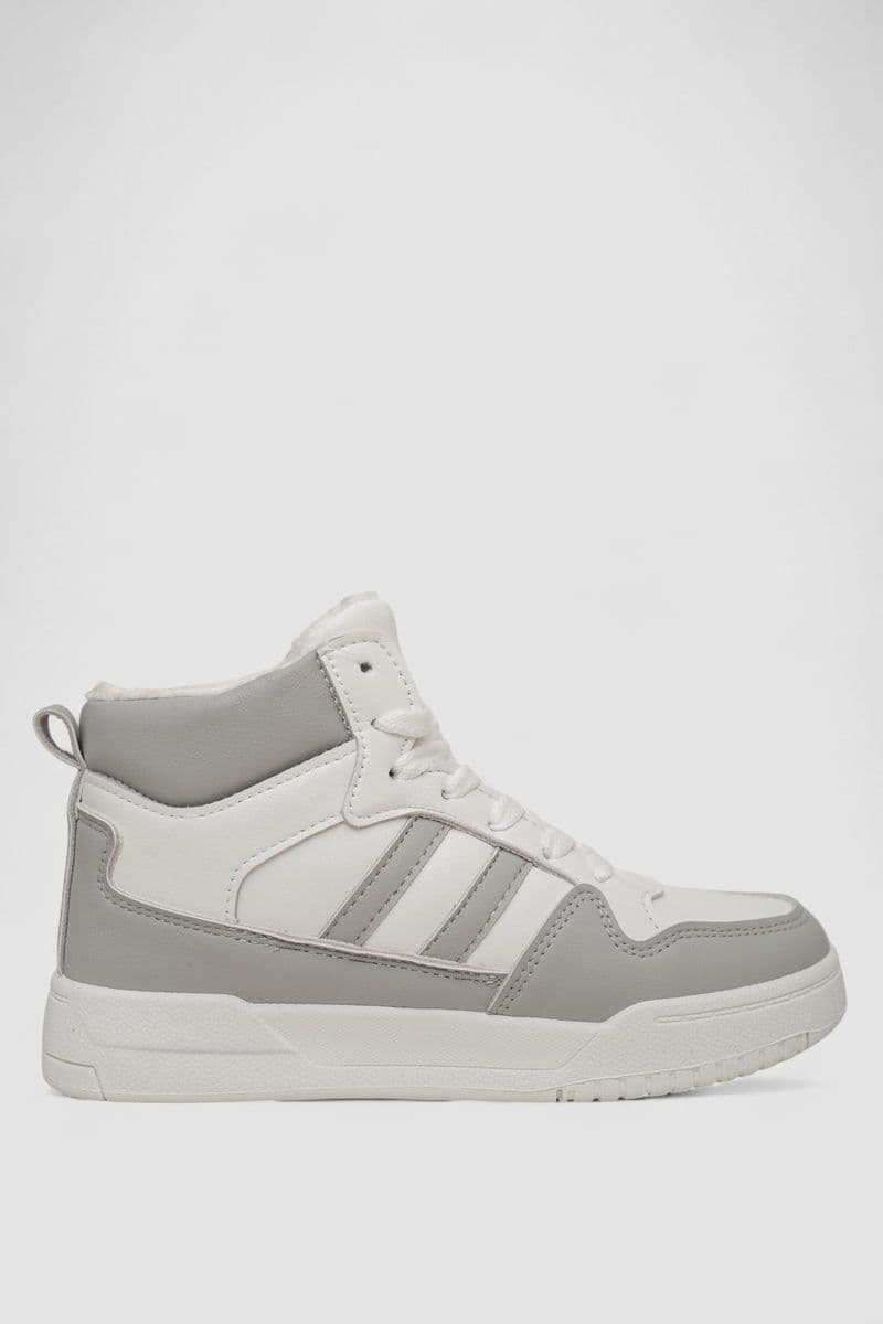 Кросівки жіночі зимові на хутрі, колір біло-сірий, 248RAD400 - зображення 1