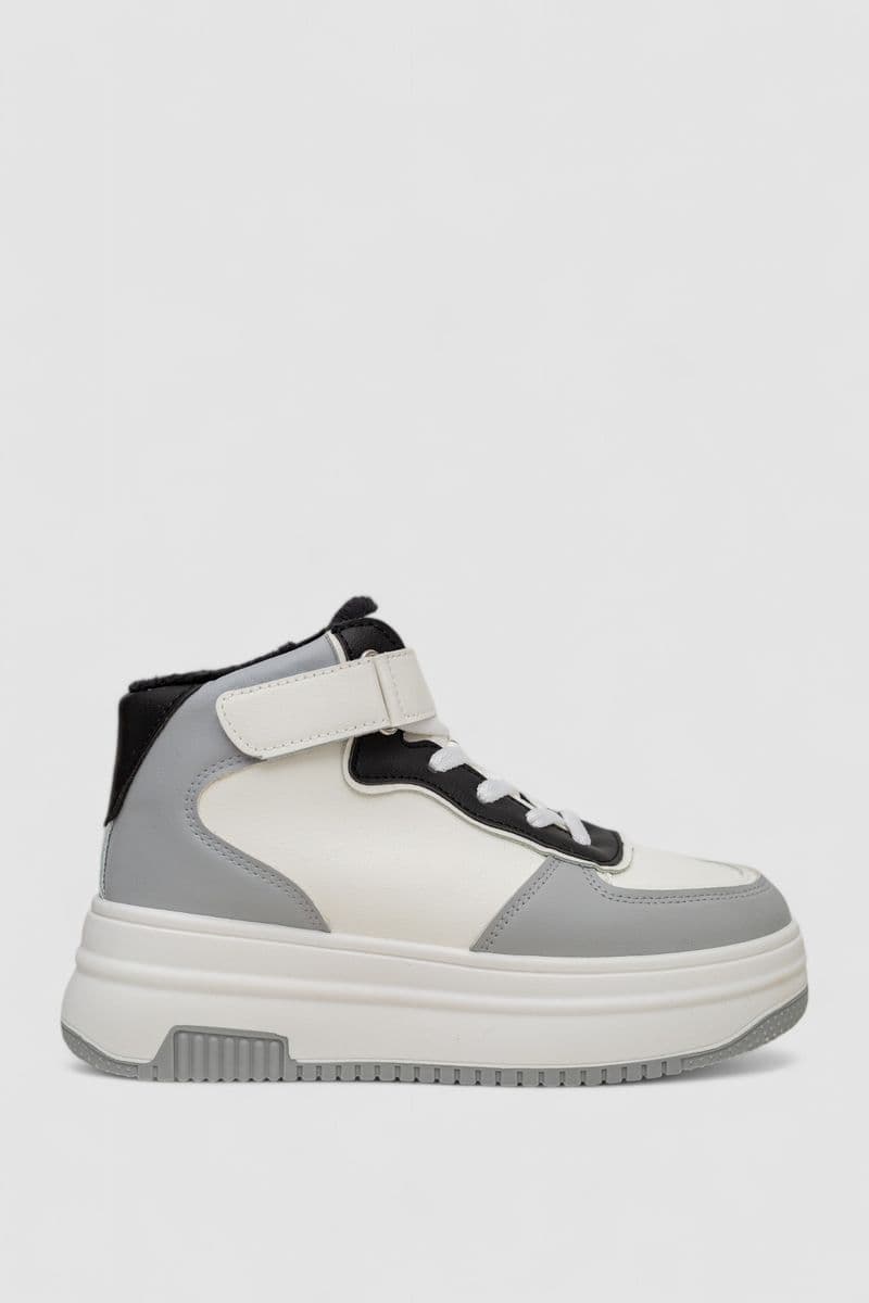 Кросівки жіночі зимові на хутрі, колір біло-сірий, 248RAM03-86 - зображення 1