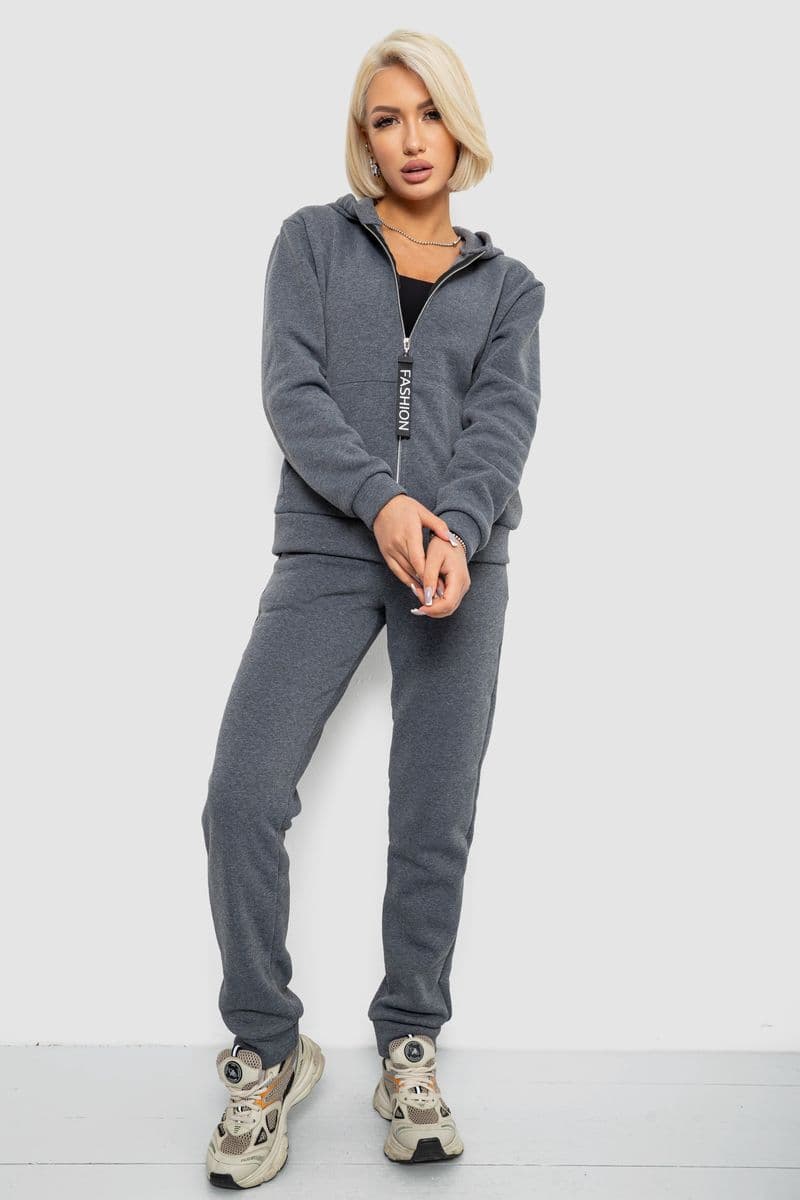Спортивний костюм жіночий на флісі, колір грифельний, 257R86 - зображення 1