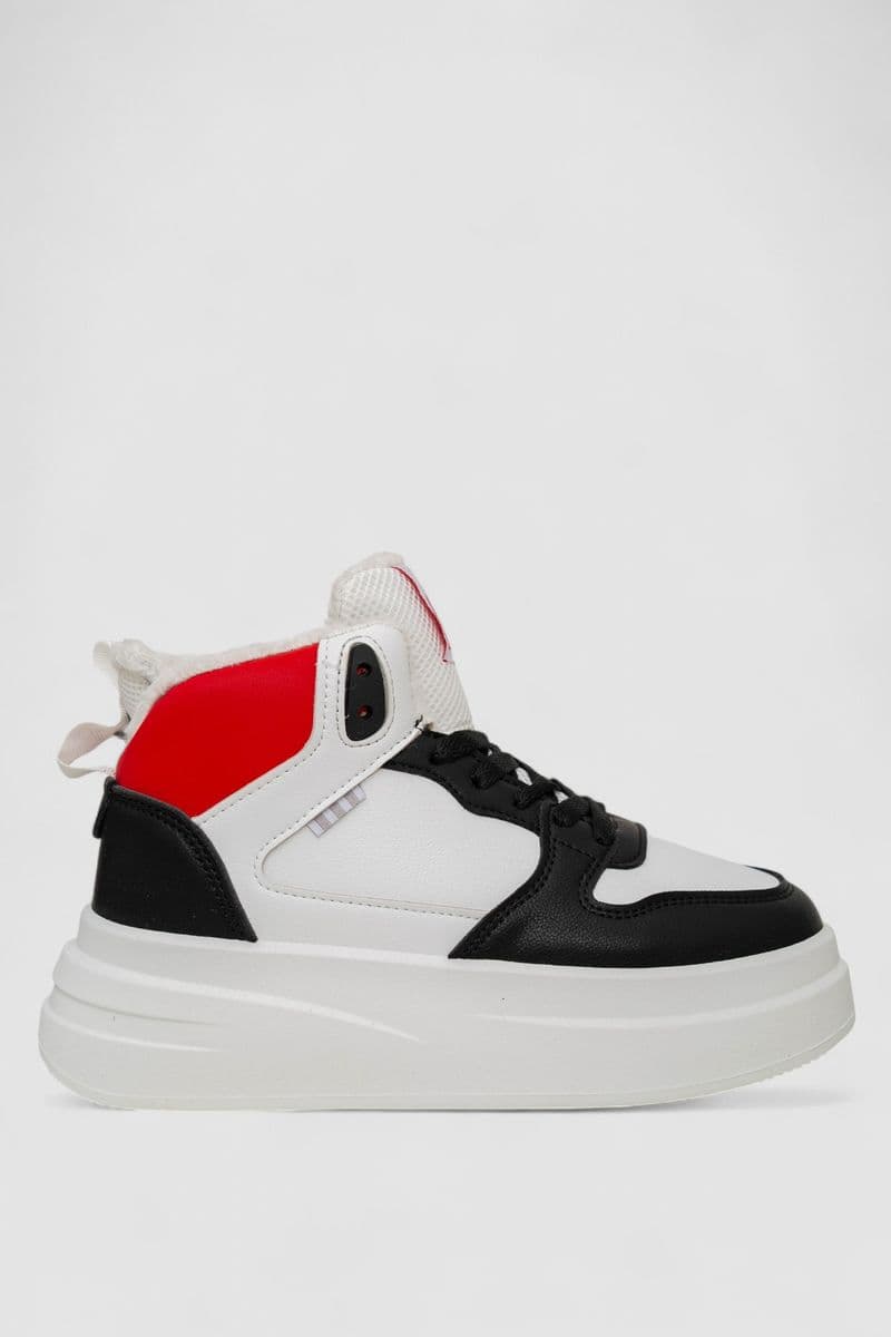 Кросівки жіночі зимові на хутрі, колір біло-чорний, 248RLM50 - зображення 1