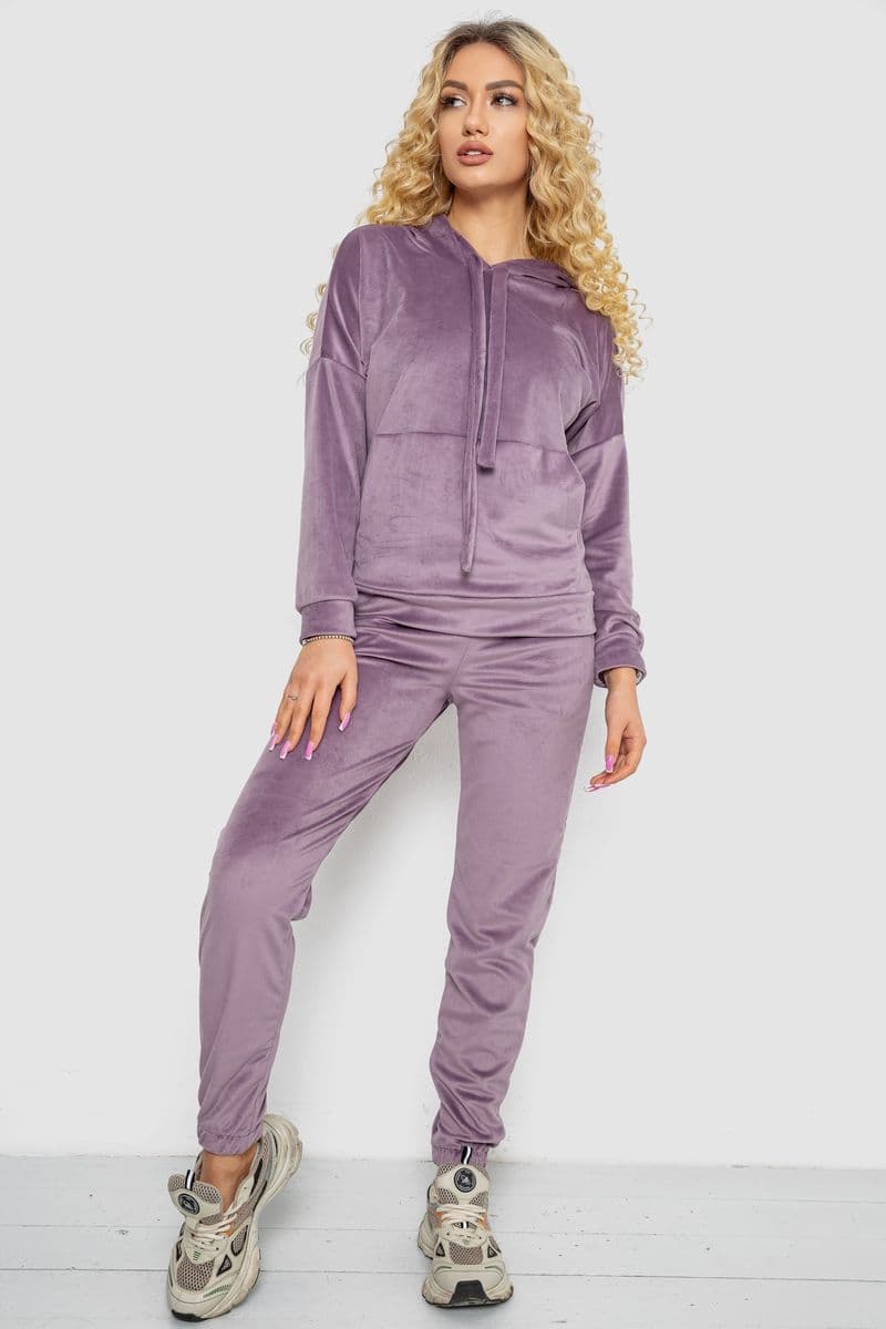 Спортивний костюм жіночий велюровий, колір світло-сливовий, 177R022-1 - зображення 1
