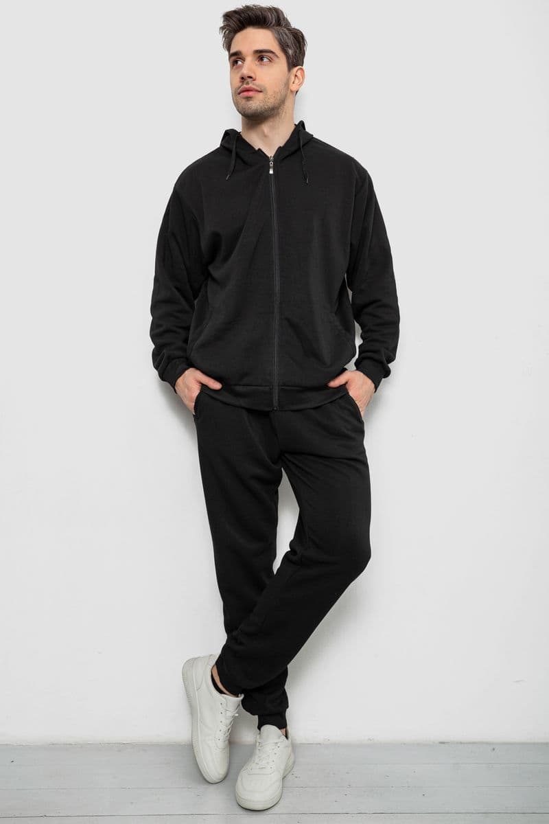 Спортивний костюм чоловічий утеплений, колір чорний, 244R9104 - зображення 1