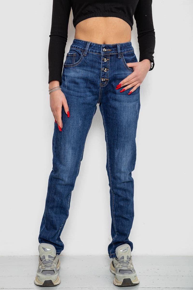 Джинси жіночі з потертостями, колір синій, 214R1415 - зображення 1