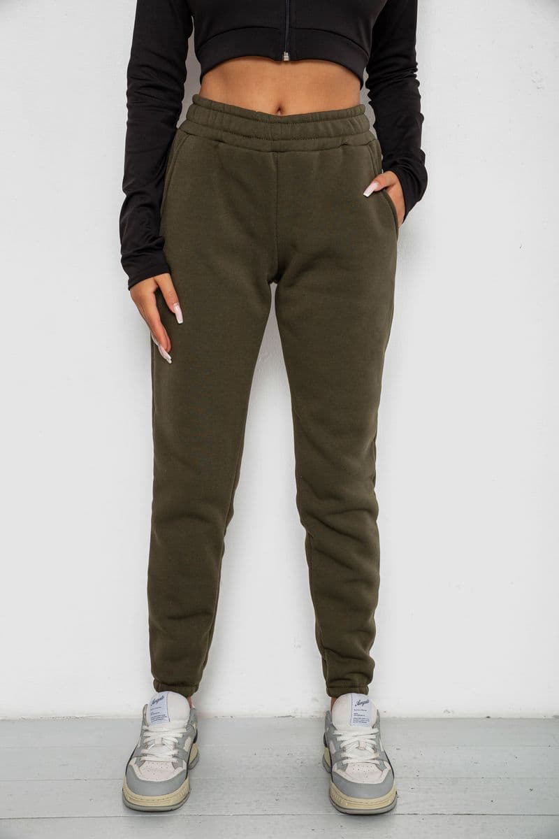 Спортивні штани жіночі на флісі, колір хакі, 238R57012 - зображення 1